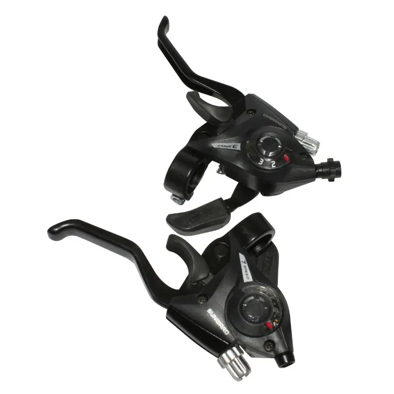 Levier-manette VTT patin P2R 3 x 7V noir alu V-brake compatible Shimano (paire)