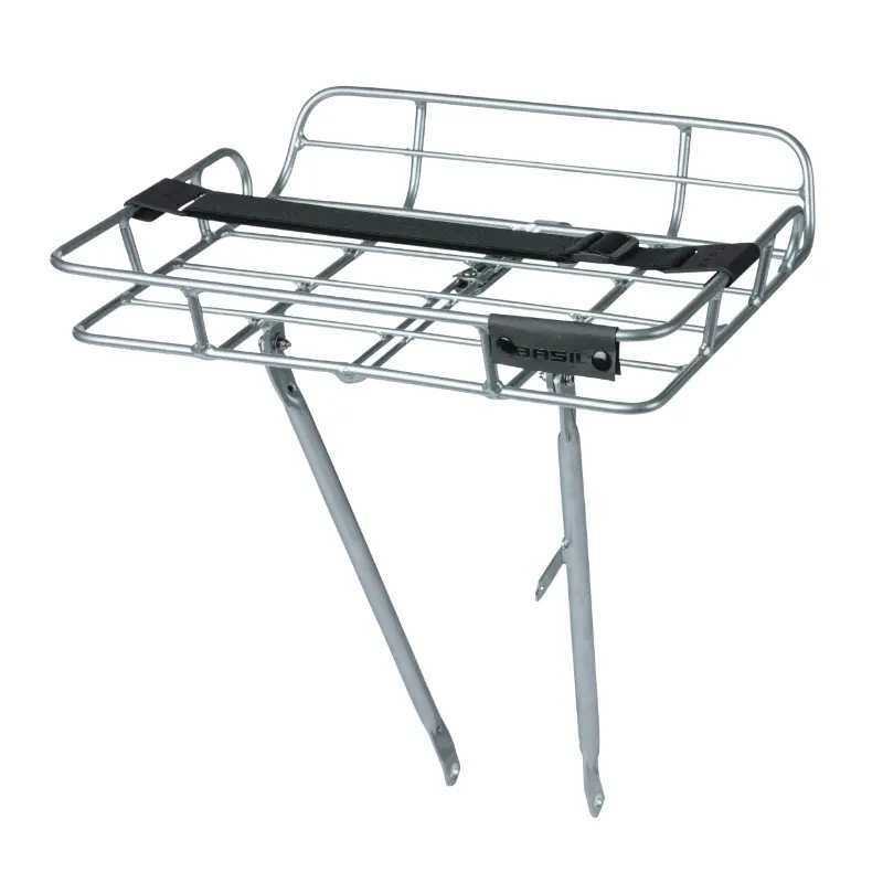 Priekinis bagažo laikiklis dviračiui platforma portland su strypais Basil su aliuminio bortais sidabrinis reguliuojamas 28''-26" (maks. svoris 10 KG) (42X29X11CM)