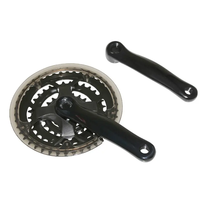 Pedaleira VTT P2R 7-8V preto 150 mm 42-32-22 com proteção de corrente (caixa 118-122 mm)