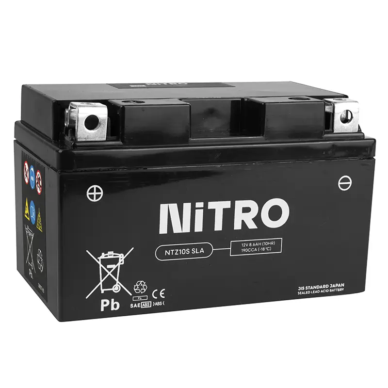 Batterie 12V 8,6 ah NTZ10S Nitro sla sans entretien prete a l'emploi (lg150xl87xh93mm) (equivalent YTZ10S - agm - gel) (activee en usine-fa)