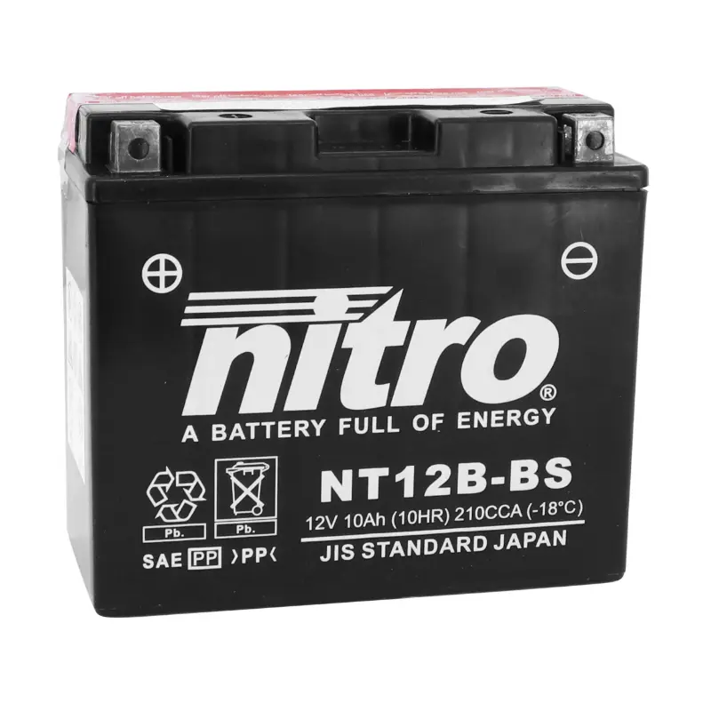 Ắc quy 12V 10 ah NT12B-BS Nitro MF không cần bảo dưỡng với bộ axit (dài 150xrộng 69xcao 130mm) (tương đương YT12B-BS)