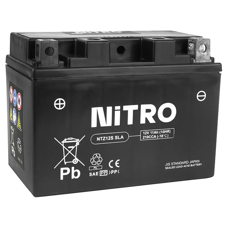 12V 11 ah NTZ12S Nitro sla baterija, be priežiūros, paruošta naudoti (lg150xl87xh110mm) (ekvivalentas YTZ12S - agm - gel) (aktyvuota gamykloje-fa)