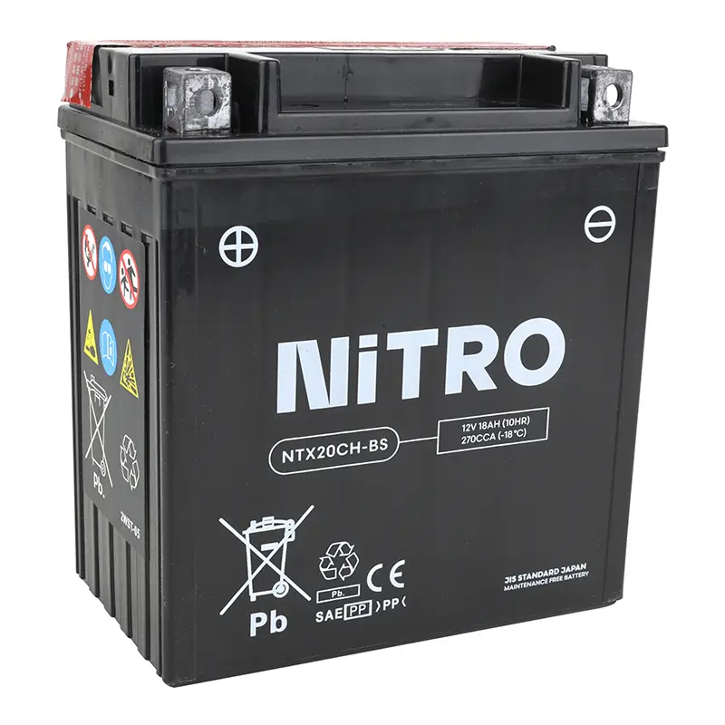 Batterie 12V 18 Ah NTX20CH-BS Nitro MF wartungsfrei mit Säurepack (L150xB87xH161mm) (äquivalent YTX20CH-BS)