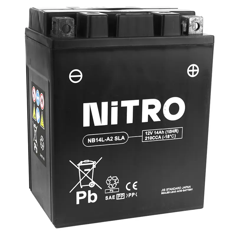 Batterie 12V 14 ah NB14L-A2 Nitro sla sans entretien prete a l'emploi (lg134xl89xh166mm) (equivalent YB14L-A2 - agm - gel) (activee en usine-fa)