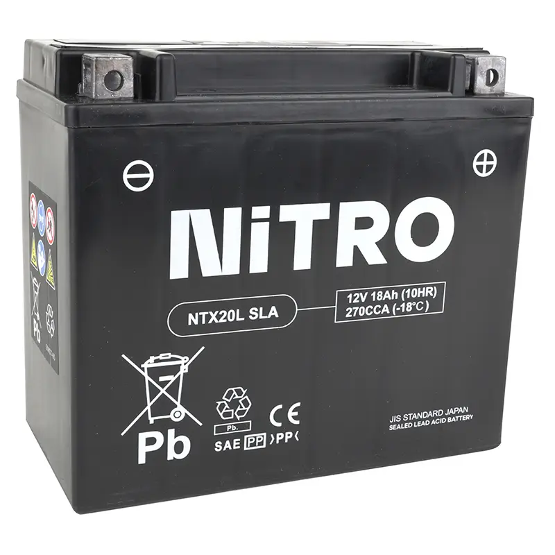 Batterie 12V 18 ah NTX20L Nitro sla wartungsfrei einsatzbereit (lg175xl87xh155mm) (äquivalent YTX20L-BS - agm - gel) (werkseitig aktiviert-fa)