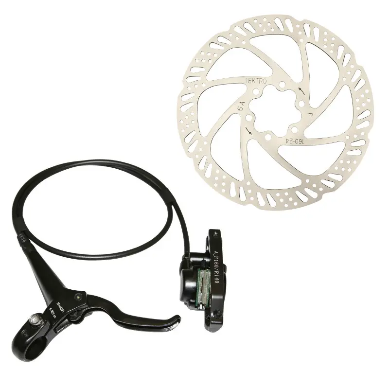 Frein a disque VTT hydraulique Tektro auriga 2.85 noir avant post mount avec disque 160MM et adaptateur (kit) utilise les plaquette deore - durite 800MM