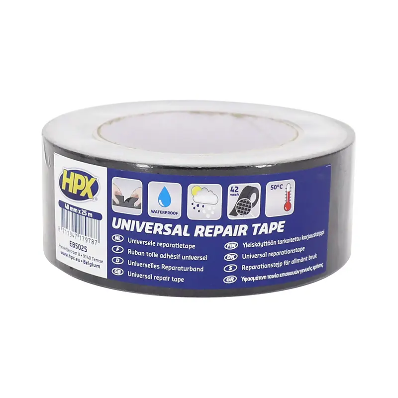 Ruban adhésif HPX toile universel type américain noir 50 mm x 25 m