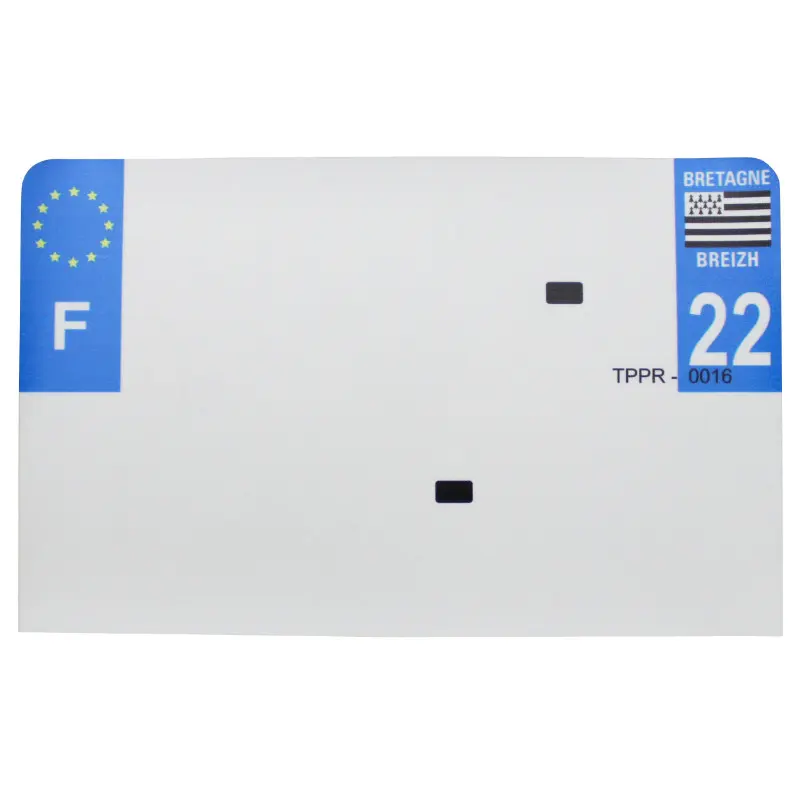Bande plaque moto 210X130 pour PVC vierge dep. 22-EURO (vendu a l'unite)