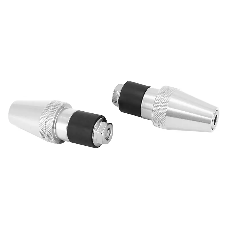 リプレイ ハンドルエンド 円錐形 ローレット加工 銀色研磨 直径17mm (ペア)