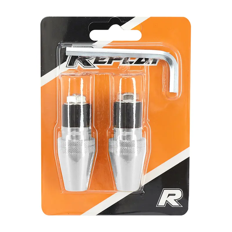 リプレイ ハンドルエンド 円錐形 ローレット加工 銀色研磨 直径17mm (ペア) — 第2ビュー