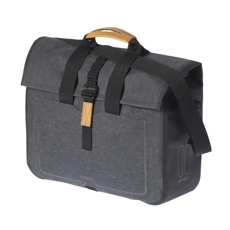 بیسل اربن ڈرائی بزنس 20L واٹر پروف ہُک-آن فکسیشن 38x15x37cm دائیں-بائیں گرے سائیڈ پینیئر بائیک ریئر بیگ