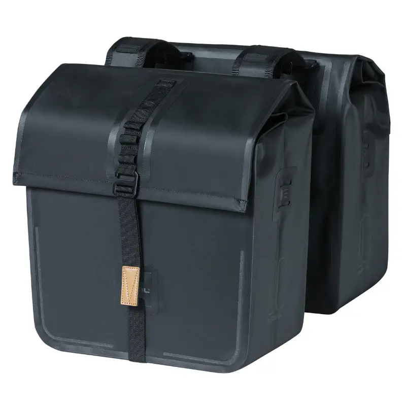 Basil Urban Dry ڈبل بیگ 50L سیاہ واٹر پروف بائیک ریئر بیگ 36x17x42cm