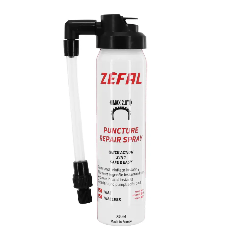 Bombe anti-crevaison Zefal 75 ml pneu route-gravel tubeless Presta-Schrader