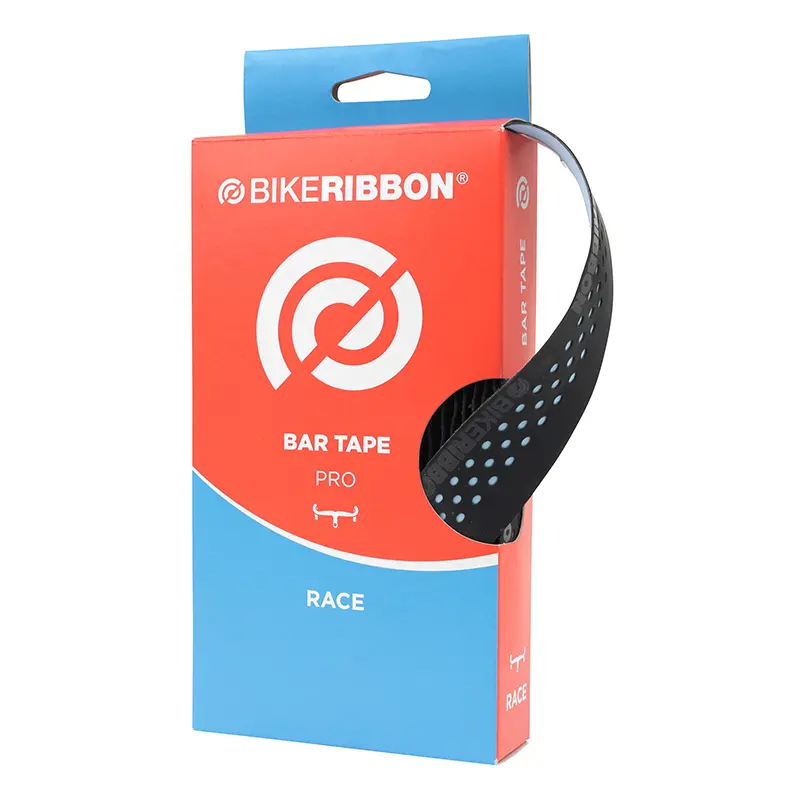 BIKERIBBON ハンドルグリップテープ ブラック-ブルー — 車両アクセサリー
