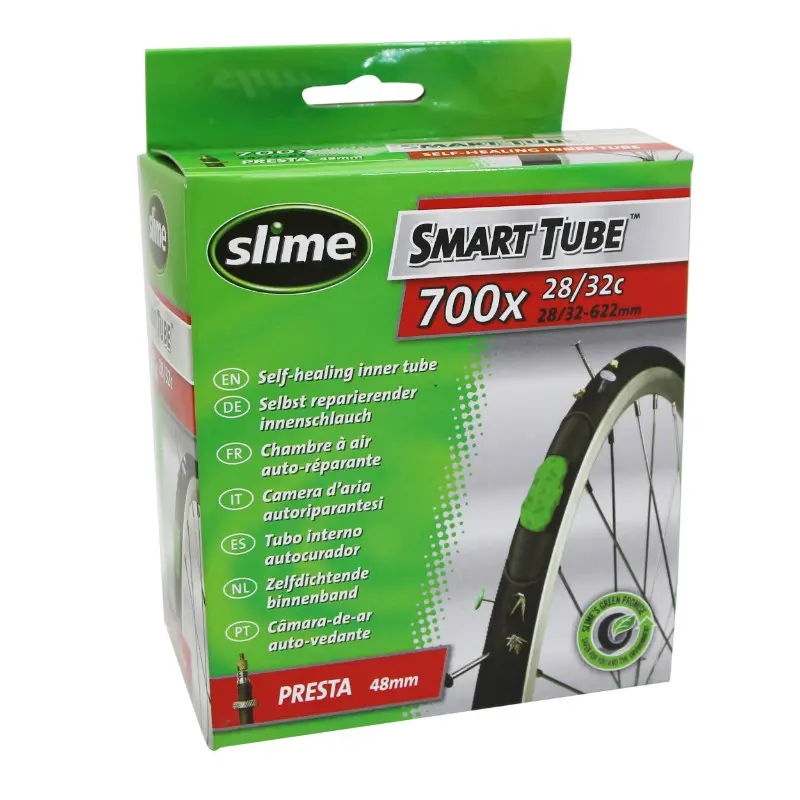 自転車用 インナーチューブ 700 x 28-32 Slime プレスタバルブ 着脱式エキスパンダー付き パンク防止液入り