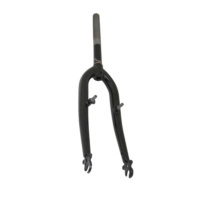 Fourche VTT 20" rigide cintrée acier noir avec tasseaux pivot (200-140 mm) filetée 1"-22,2 intérieur