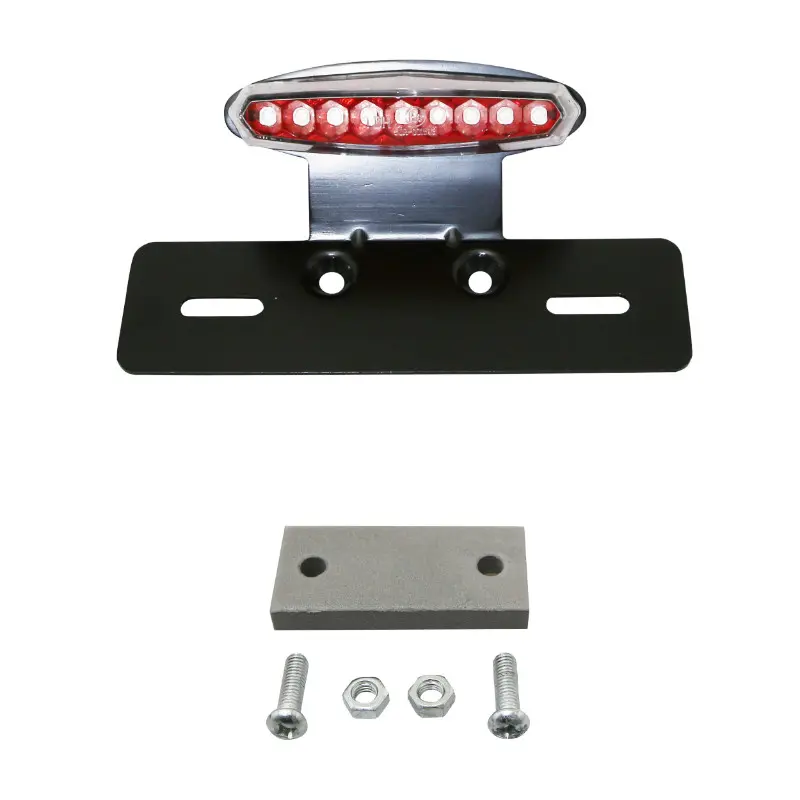 Support de plaque immatriculation avec feu 50 a boite-moto metal feu fume-noir a leds (stop + position + eclairage plaque) (l 105MM - h 22MM - l 40MM) (homologue ce) -Replay