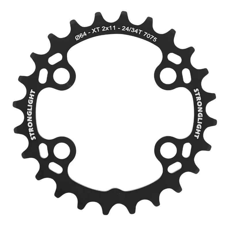 Plateau VTT Stronglight 24DTS 64 mm pour Shimano XT M8000-SLX M7000 double intérieur noir 11V non fileté