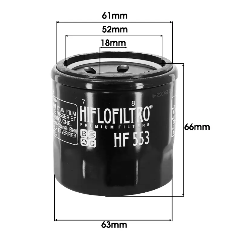 ফিল্ত্র আ উইল Hiflofiltro HF553 অ্যাডাপ্টেবল Benelli 899 TNT 2008-2014, 1130 TNT 2004-2014, 900 Tornado 2003-2006, 1130 Tornado 2006-2014, 1130 TRE 2006-2014 (65x65 mm) — 5তম ভিউ