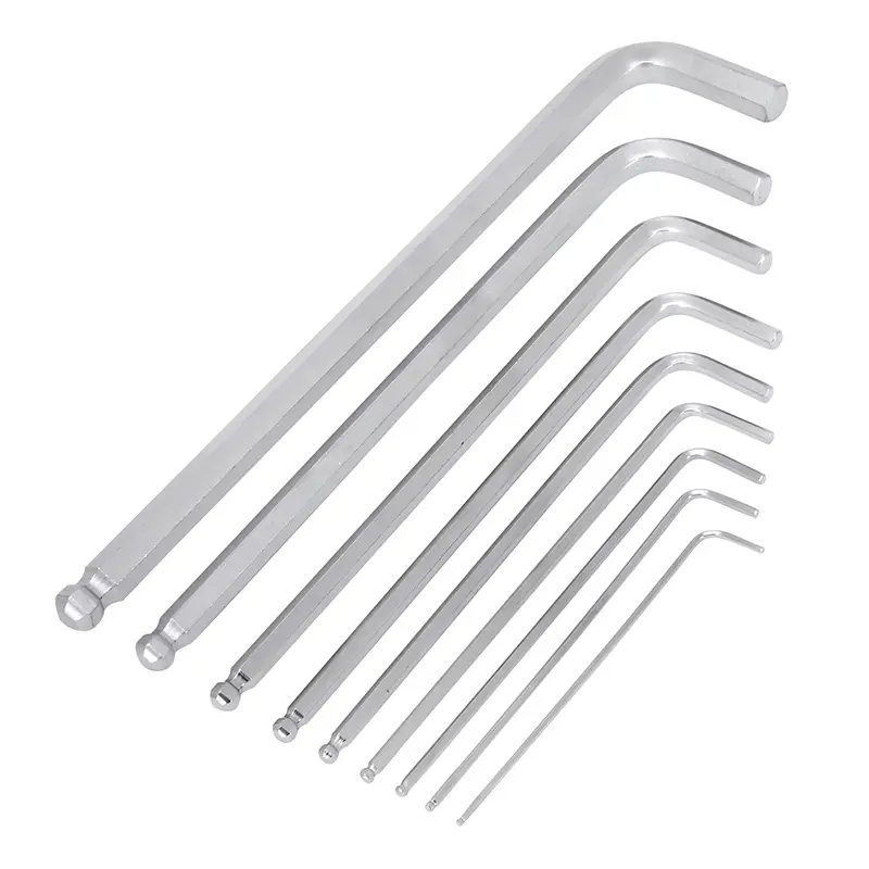 Clé Allen longue embout sphérique chrome 1,5-10 mm jeu de 9 P2R