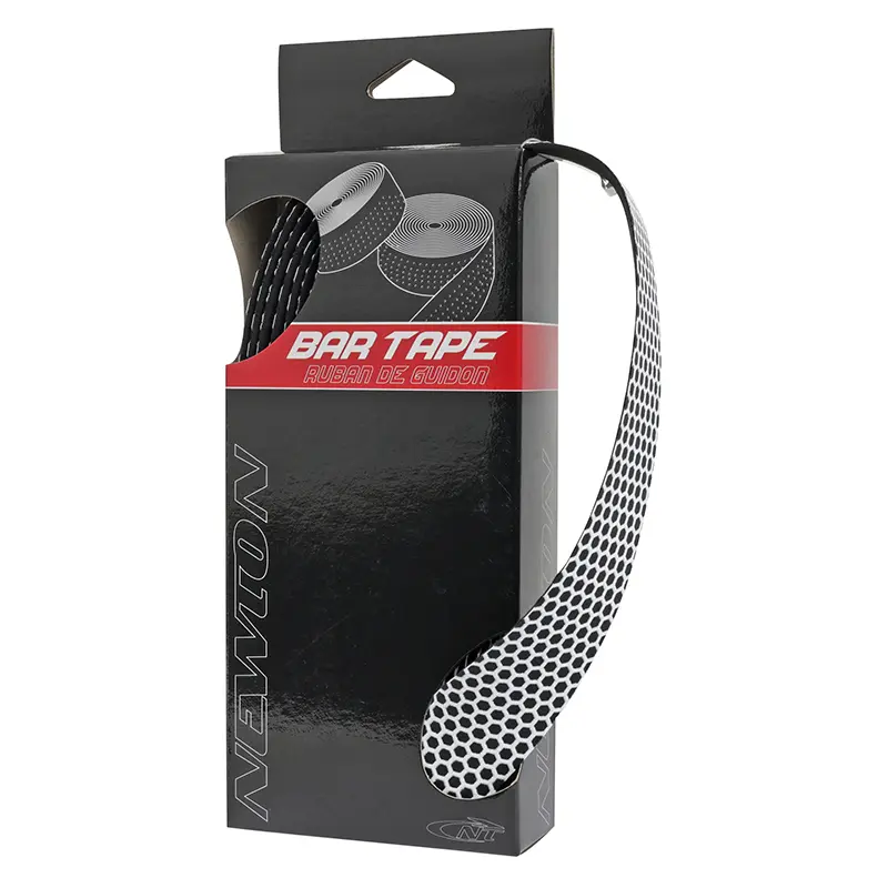 Ruban de guidon Newton silicone blanc-noir avec bouchons