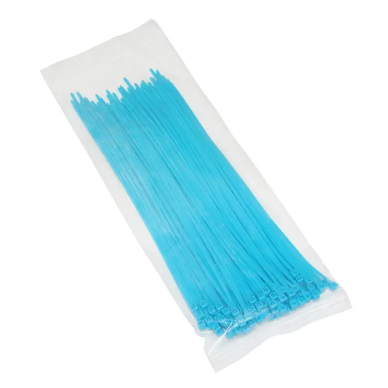 Collier de serrage nylon type Rilsan 2,5x200 mm bleu fluo (lot de 100)