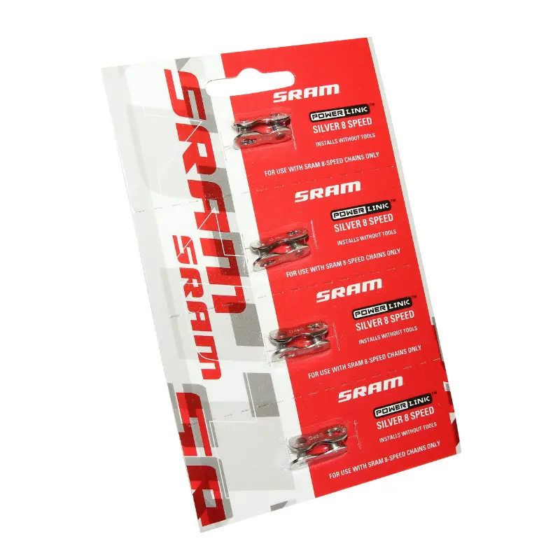 Fietskettingkoppeling 7-8V SRAM zilver (snelkoppeling) - Kaart van 4 stuks