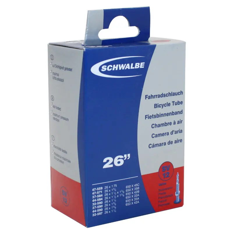 Chambre a air velo 650 x 35B 32-45C schwalbe valve presta tout alu (valve 40MN) (SV12)