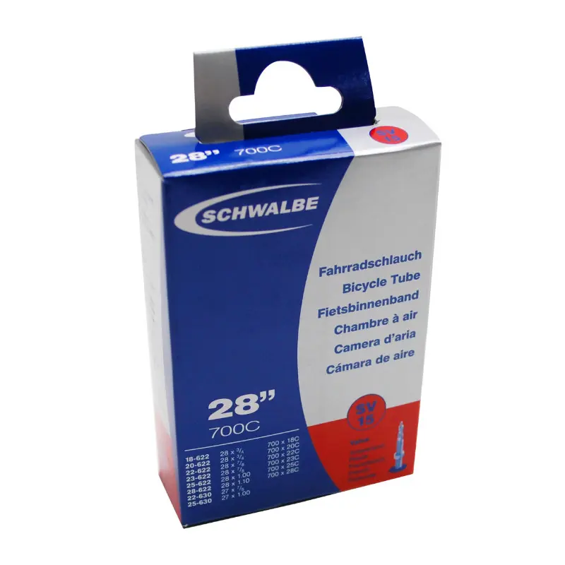 Chambre a air velo 700 x 18-25 schwalbe valve presta obus demontable tout alu (SV15)