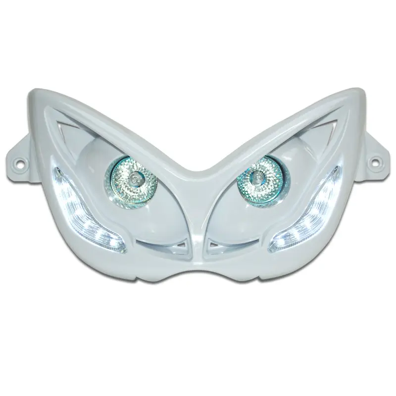 Double optique scoot Replay RR8 pour MBK 50 nitro 1997+2012-yamaha 50 aerox 1997+2012 blanc avec leds blanches