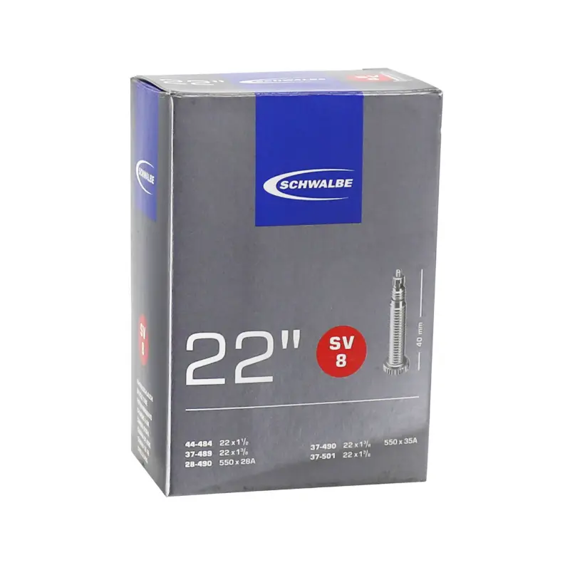 Chambre à air vélo 550 x 28-35A - 22" Schwalbe valve Presta tout alu (44-484 à 37-501)
