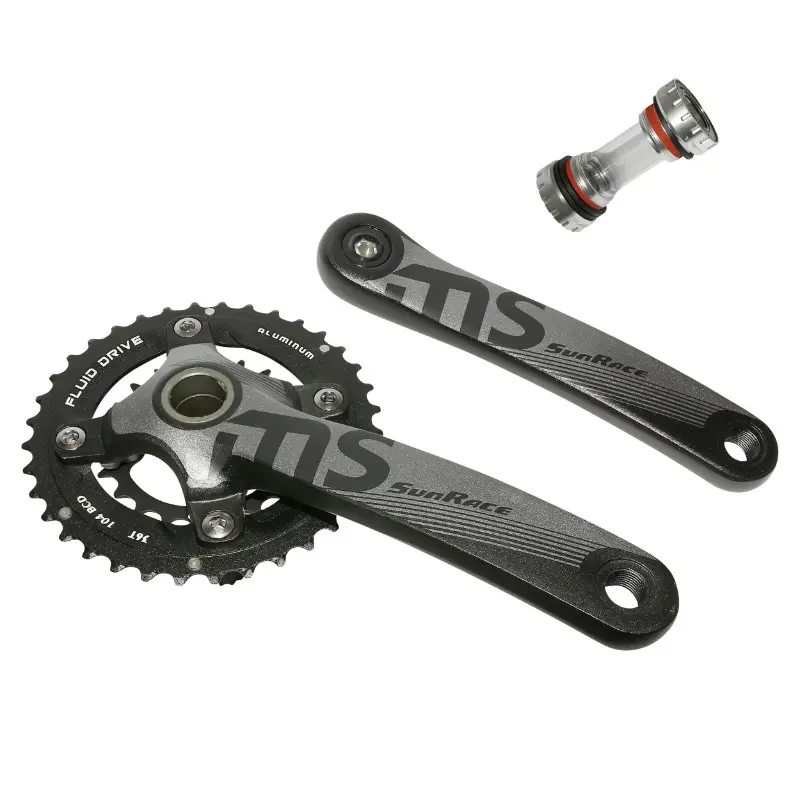 MTB-Kurbelgarnitur Sunrace MS10 10-fach 175 mm 36-22 Zähne Aluminium schwarz mit Gewindetretlager