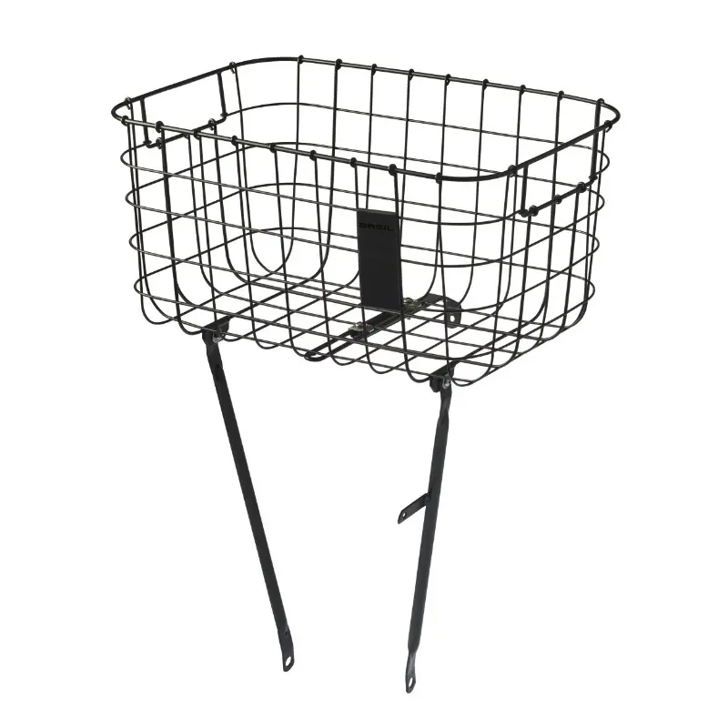 Vorderer Fahrradkorb Basil Robin aus mattschwarzem Stahl, verstellbar 28''-26'' (max. Gewicht 10 kg)