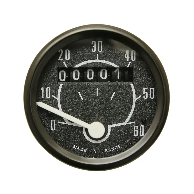 Compteur cyclo rond 60 km/h diam. 48 mm noir avec support Transval