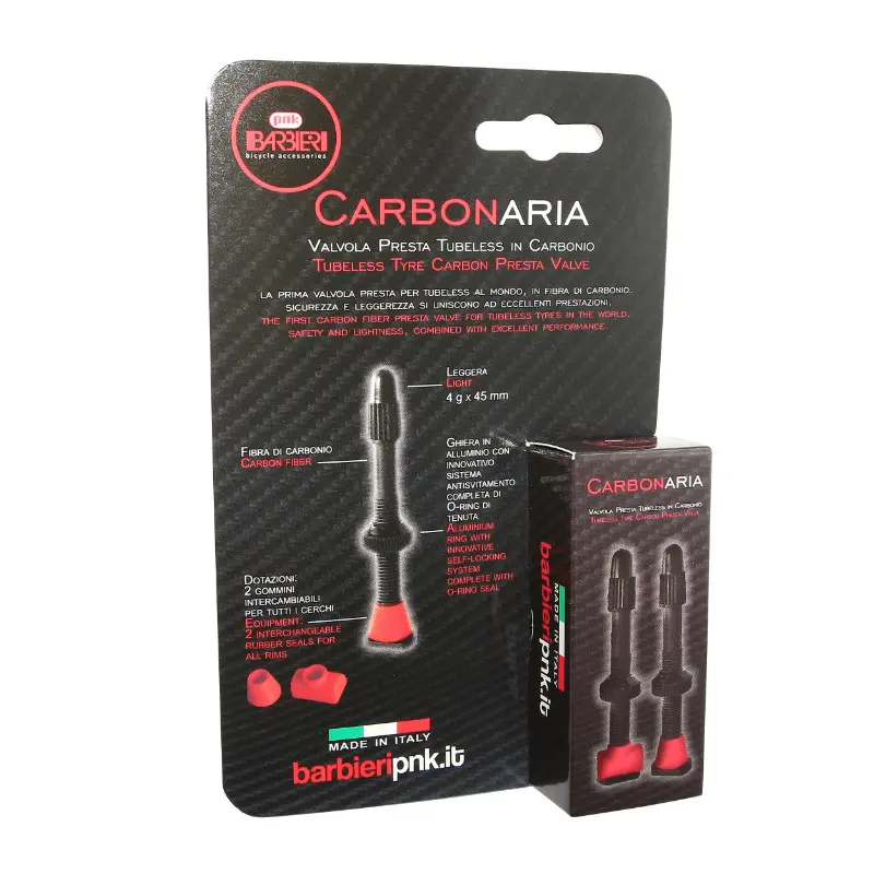 Tubeless-Ventil Presta P2R Carbon 45MM (Gewicht: 7G-PR) (paarweise auf Karte verkauft) — Ansicht 2