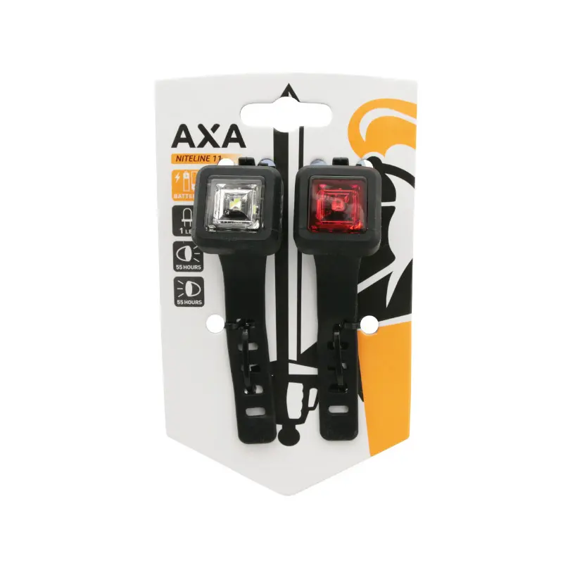 Fahrradbeleuchtungsset AXA Niteline LED schwarz mit CR2032 Batterien