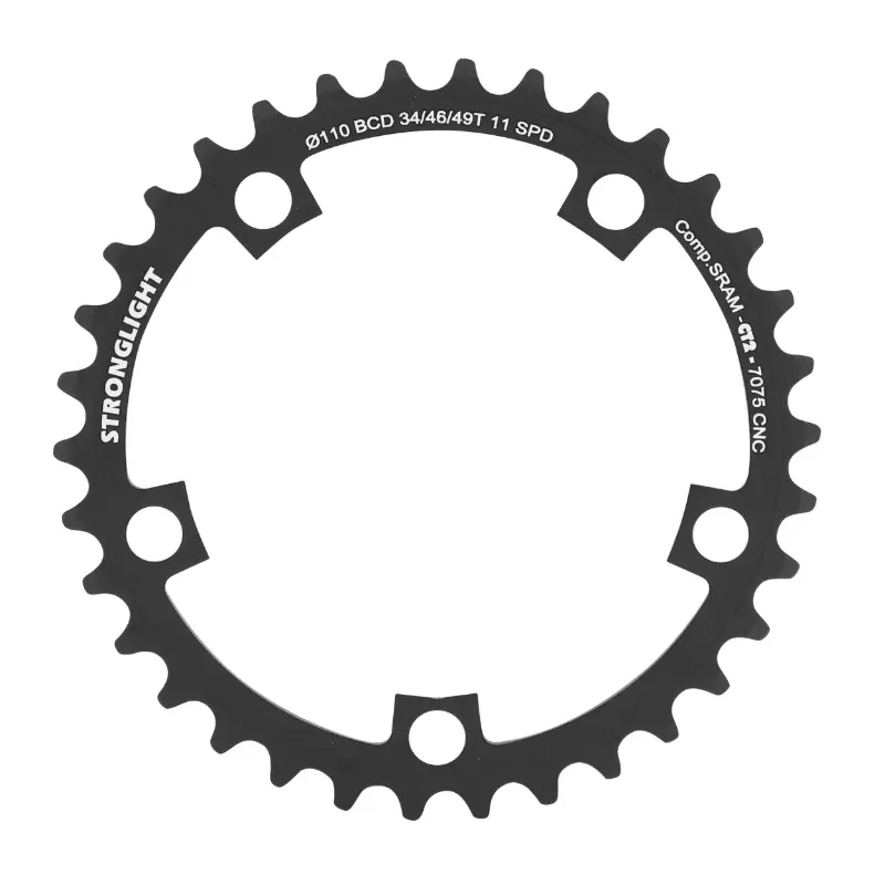 Straßen-Kettenblatt 5BRA d.110 Stronglight CT2 SRAM 34DTS innen schwarz für red-force-rival 11V. (für außen 46-48-49dts)