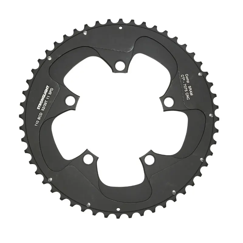Plateau route 5BRA d.110 Stronglight CT2 sram 52DTS exterieur noir pour red-force-rival 11V. (pour interieur 39DTS)