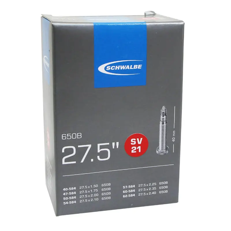 Chambre à air vélo 27.5 x 1.50-2.35 Schwalbe valve Presta obus démontable aluminium (SV21)