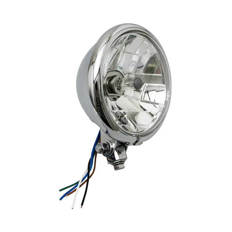 Motorrad-Scheinwerfer Avoc Vintage Durchmesser 130 mm glatte Optik H4 Lampe 60-55W mit Standlicht Chrom CE-geprüft