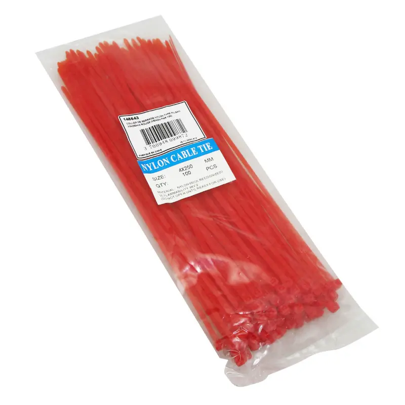 Collier de serrage nylon rilsan 3,6X250 mm rouge P2R (lot de 100)
