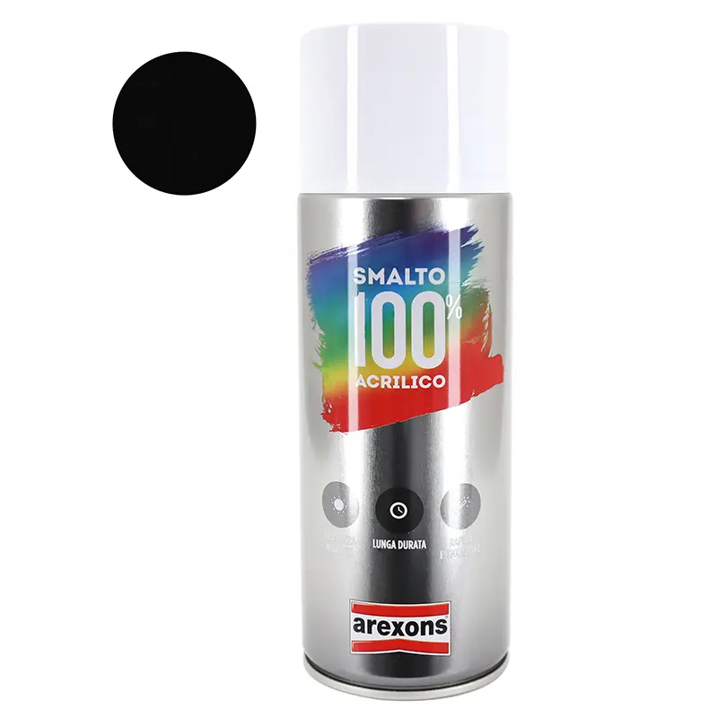 Bombe de peinture acrylique Arexons noir brillant 400 ml