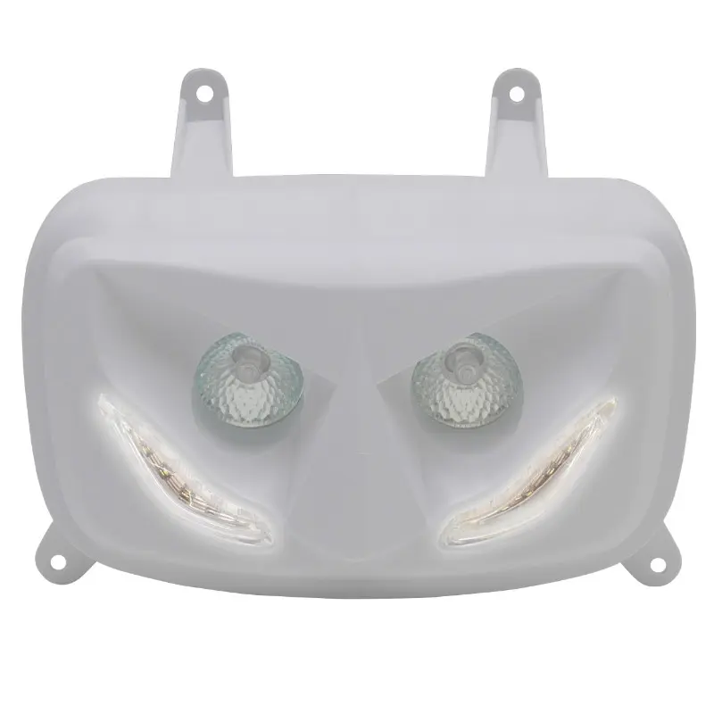 Double optique Replay RR8 pour MBK Booster 50 2004+ et Yamaha BWS 50 2004+ blanc avec LEDs blanches