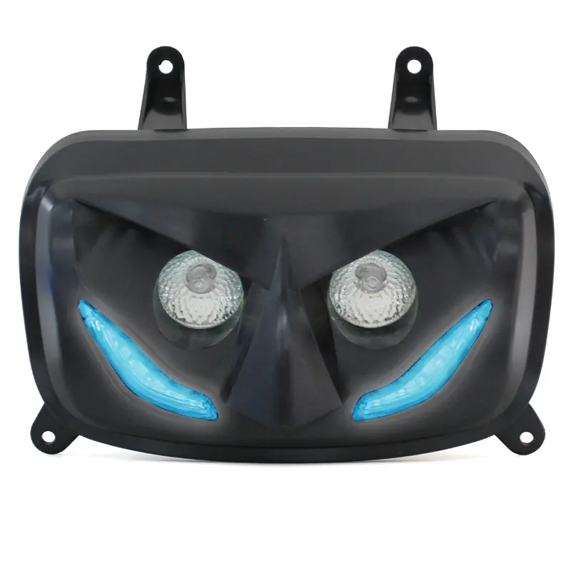 Double optique Replay RR8 pour MBK Booster 50 2004+ et Yamaha BWS 50 2004+ noir avec LEDs bleues