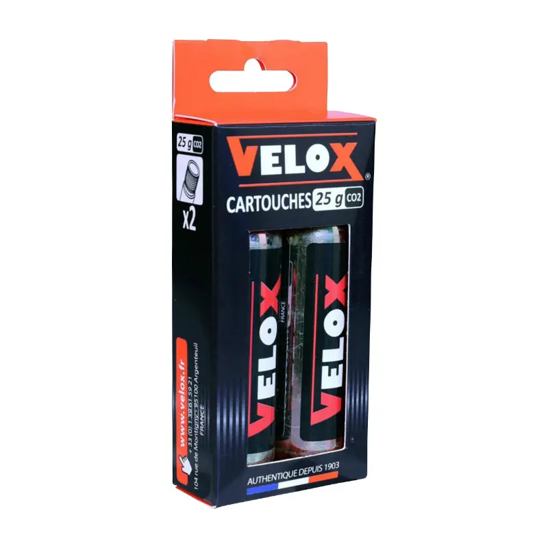 Cartouche CO2 filetée Velox 25G (blister de 2)