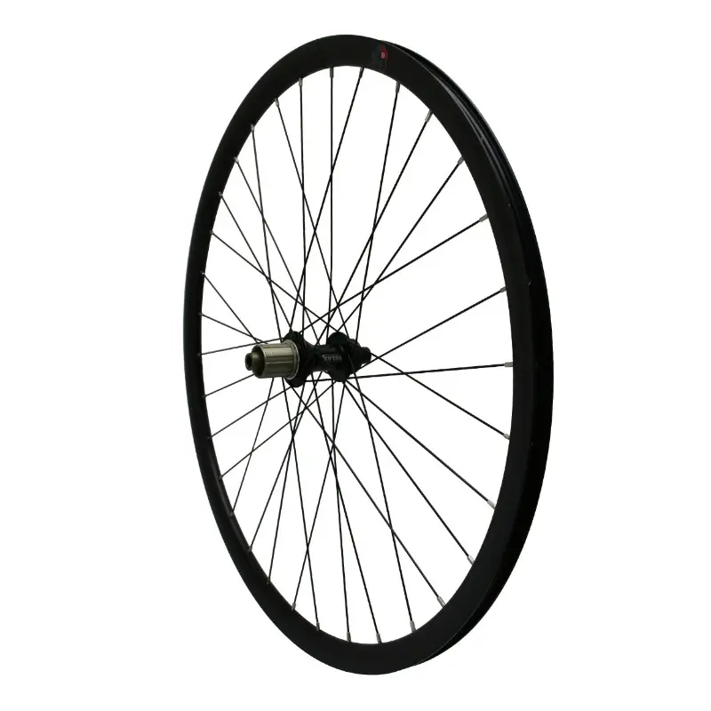 Roue gravel route disque 700 Pulse 19 arrière moyeu roulement Centerlock noir cassette 11-10V tubeless ready axe traversant 12-142 jante 19C 32 rayons acier noir