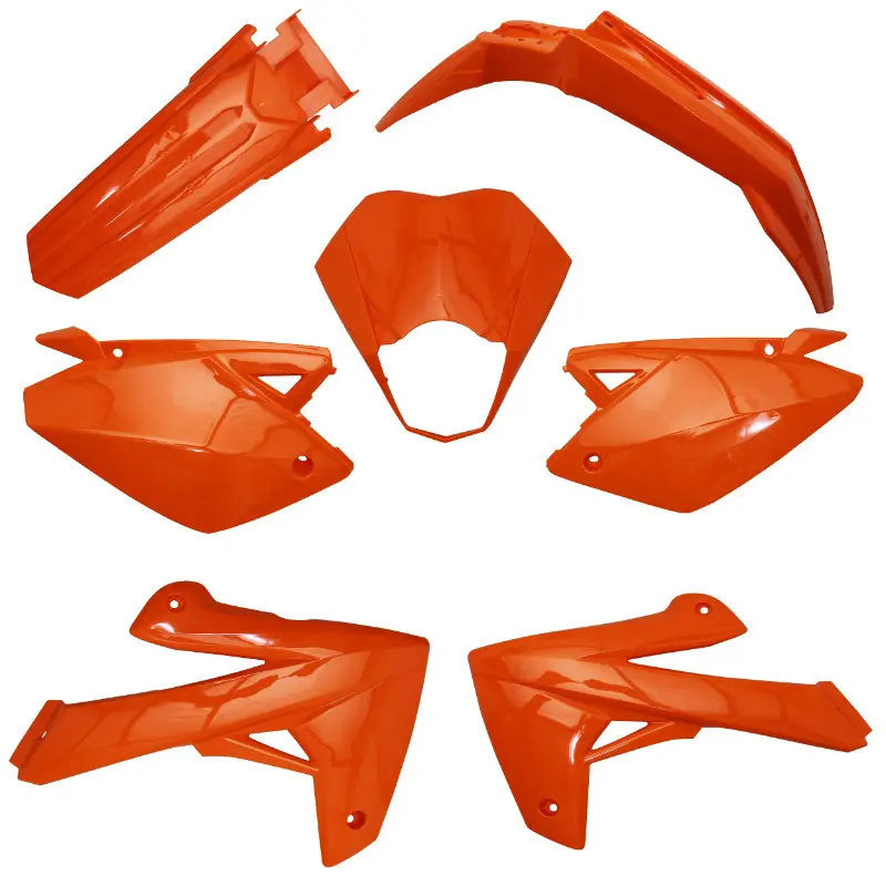 Carrosserie-carénage 50 adaptable Rieju 50 MRT 2009+2021, MRT Enduro 2009+2021, MRT Pro 2009+2021, MRT SM 2009+2021 orange brillant (kit 7 pièces) P2R