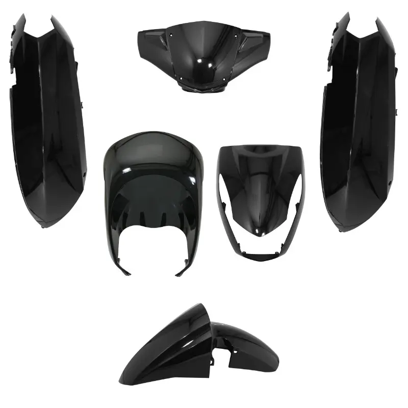 Carrosserie-carénage Peugeot Kisbee 50 2T/4T 2010-2017 noir brillant P2R (kit 6 pièces)