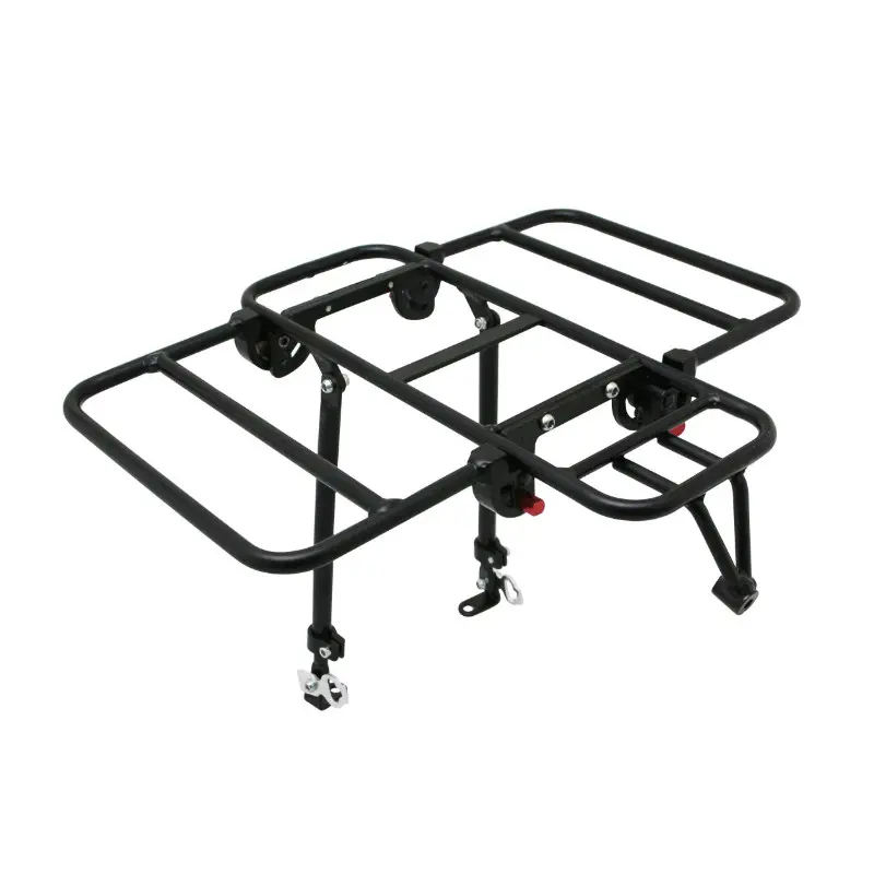 Porte-bagage vélo avant plateforme P2R pliable sur les côtés aluminium noir mat 29''-26'' fixation sur tasseau V-brake