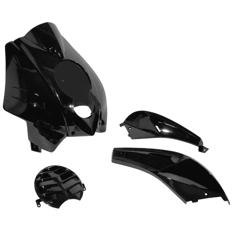 Karosserie-Verkleidungssatz Roller passend für Peugeot 50 Ludix für dreieckiges Cockpit schwarz glänzend (5-teiliges Set) P2R